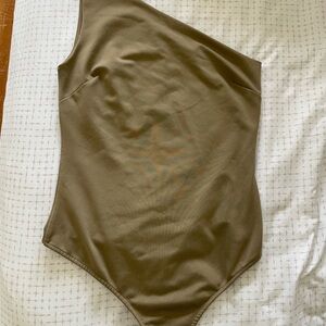 Free People One-Shoulder Tan Bodysuit